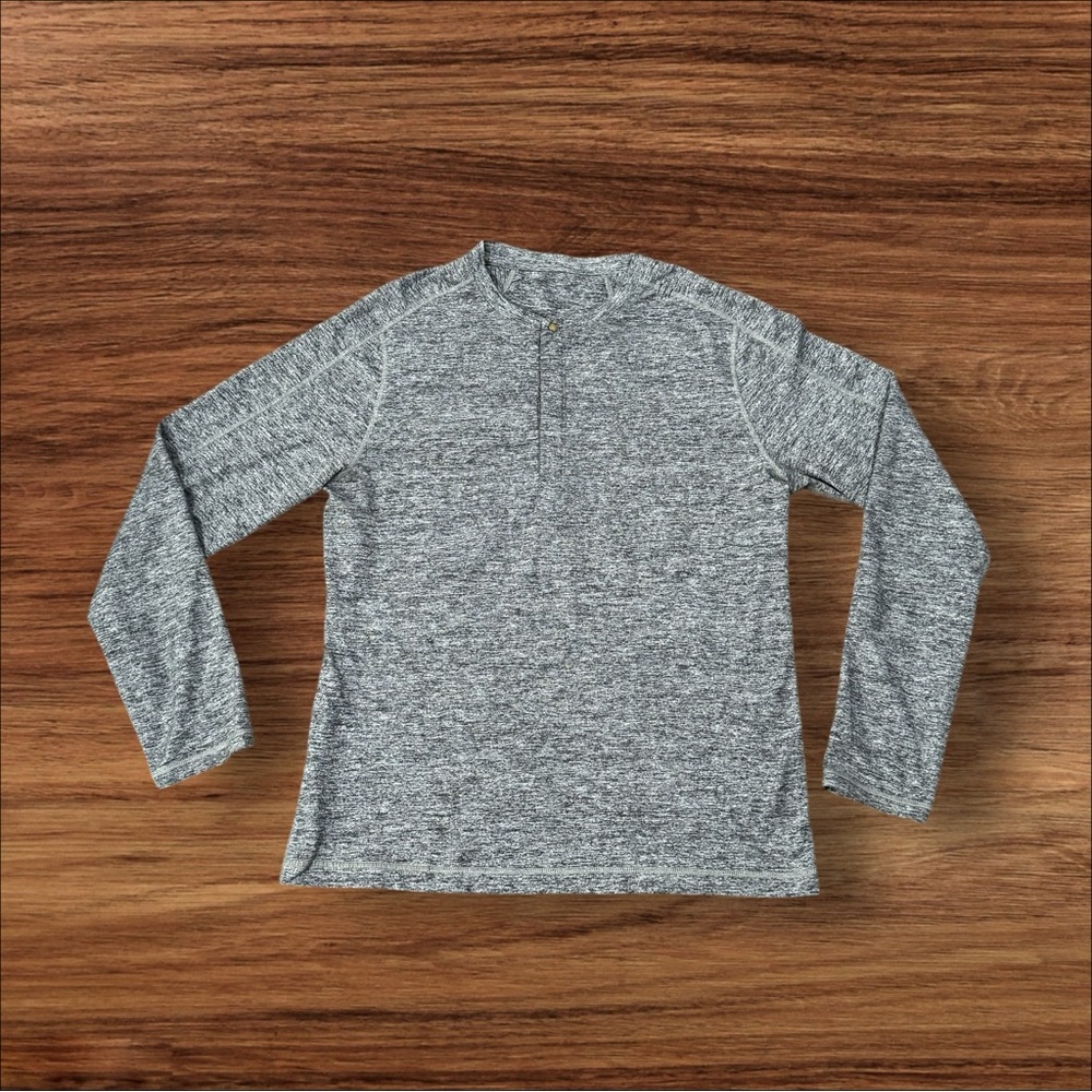 Lululemon‎ Shirt Men’s L Grey Surge Warm Henley Long Sleeve Performance Active